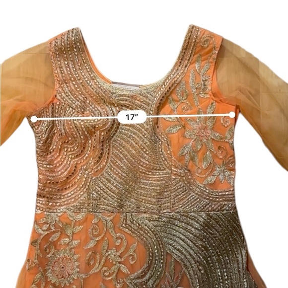 Bombay Editions Special Occasion Tulle Orange Maxi Dress Size Medium Tall NWT - Picture 9 of 11